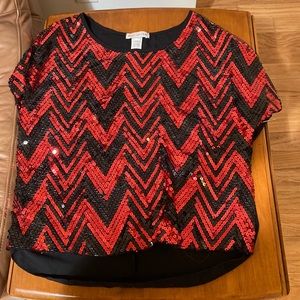 Red black sequin shirt